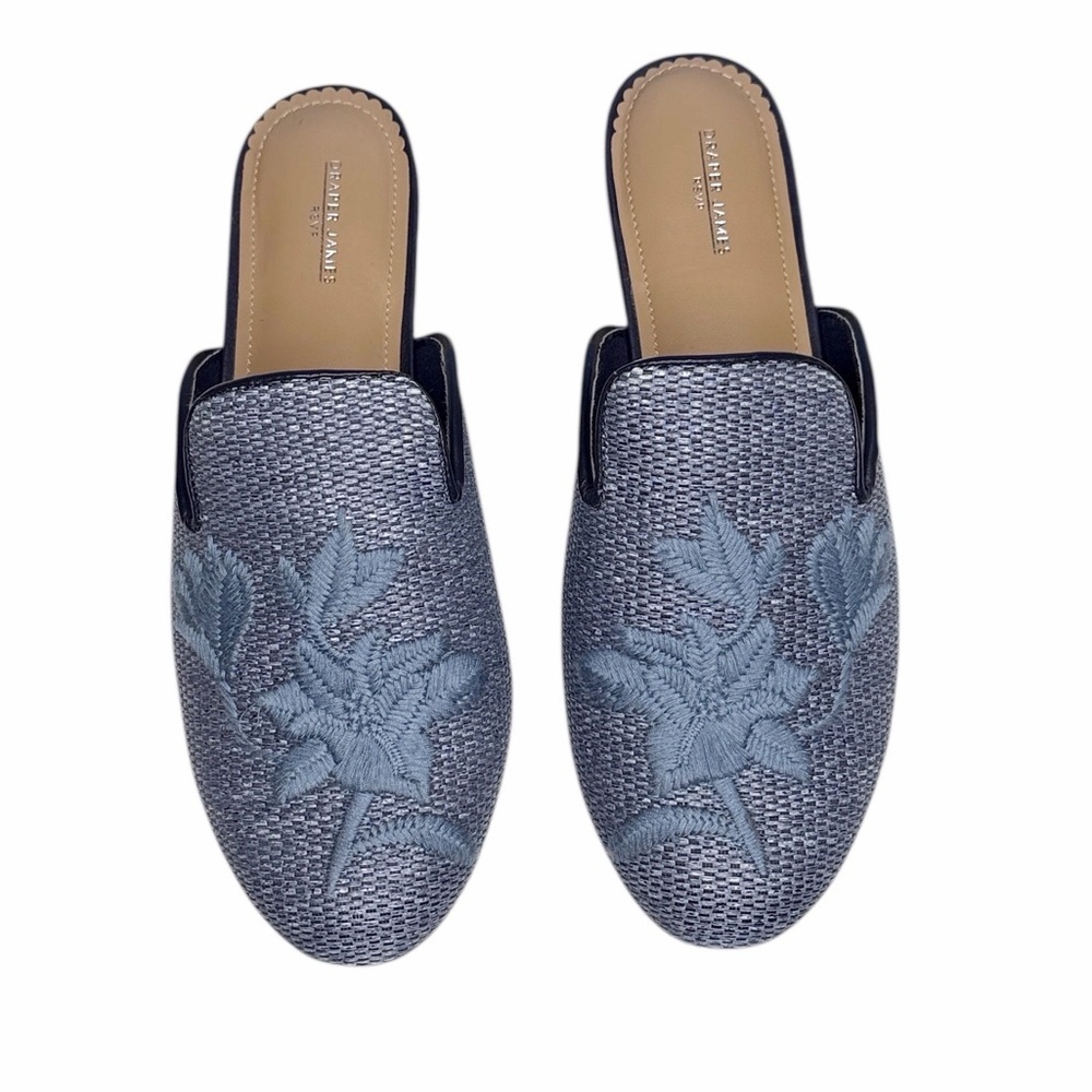 Draper James Blue Floral Embroidered Women’s Slides